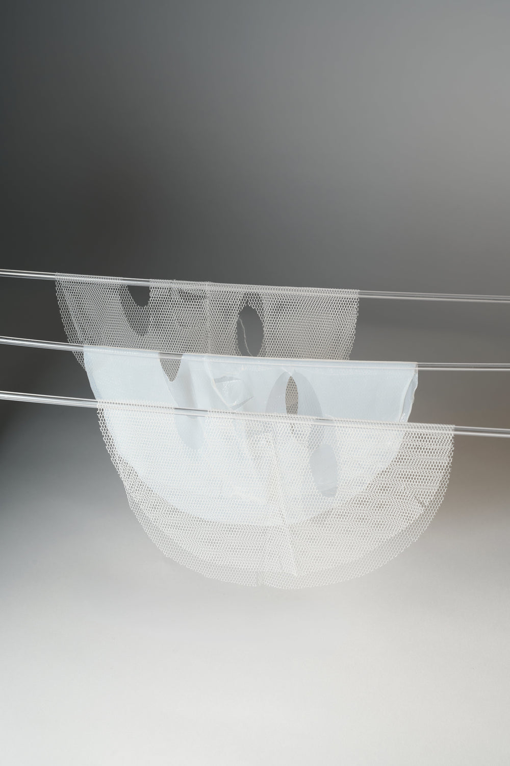 DAYBFOR D-1 bio-cellulose mask sheet displayed between two separate protective mesh layers.