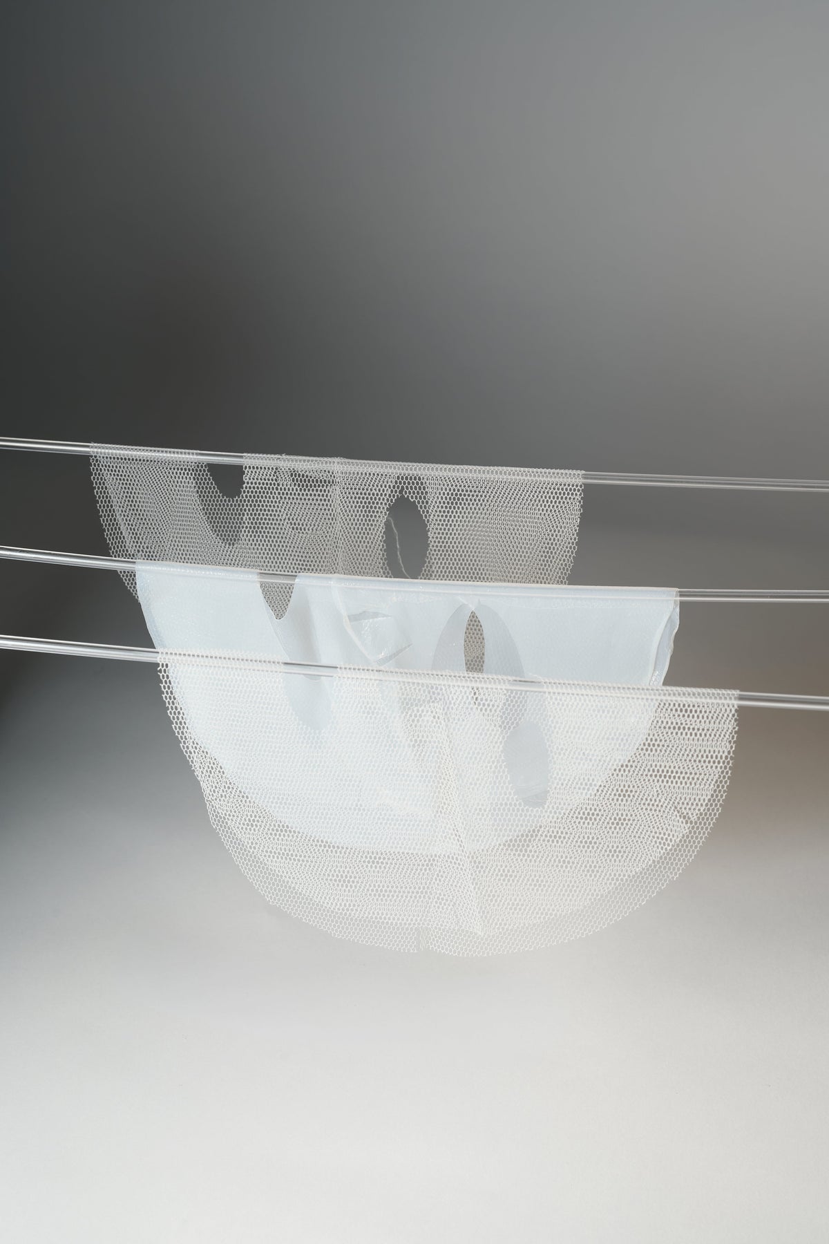 DAYBFOR D-1 bio-cellulose mask sheet displayed between two separate protective mesh layers.