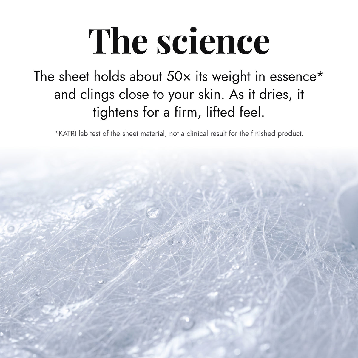 Close-up of the bio-cellulose sheet soaked in essence