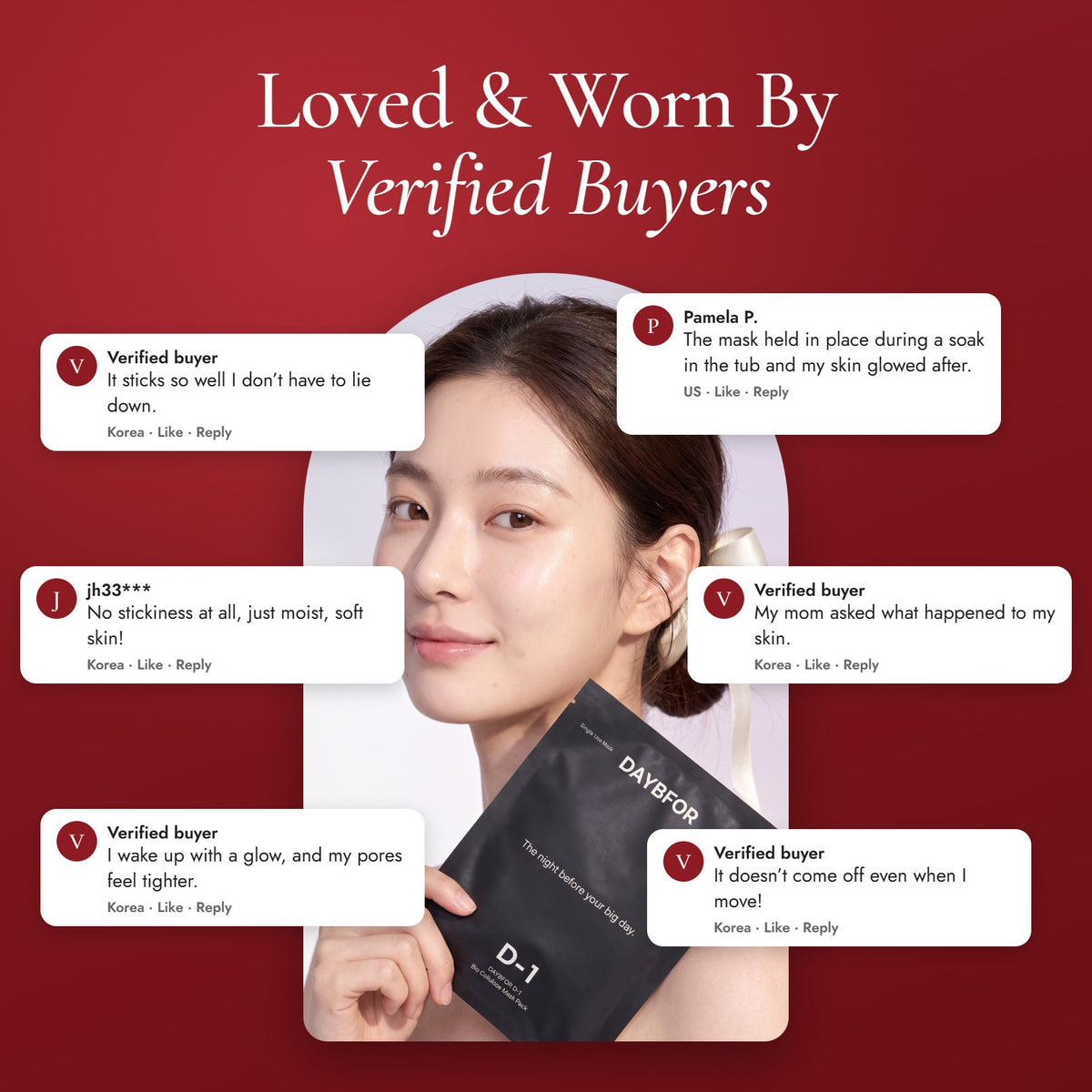 Loved and worn by verified buyers: model holding D-1 with buyer quotes
